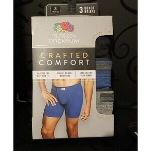 Fruit of the Loom Crafted Comfort Mens 3 Pack Boxer Briefs- Small